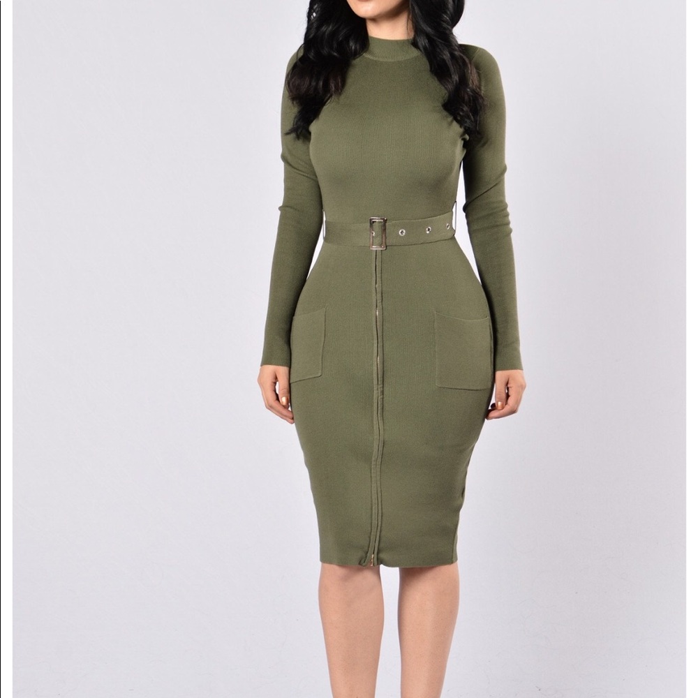 Olive green long sleeve dress